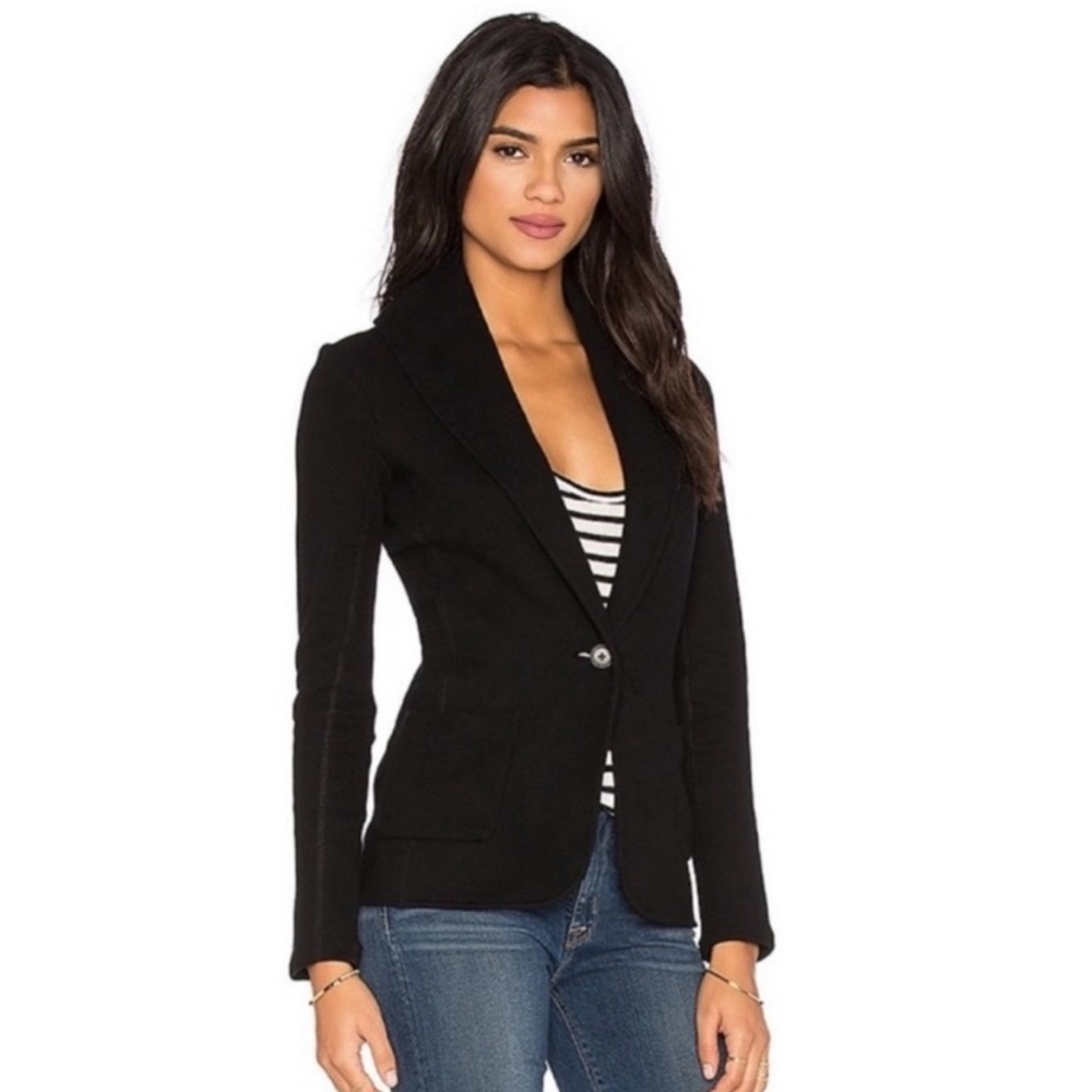 JAMES PERSE Black Shawl Cotton Coat Cardigan Sweater